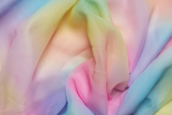 Pastel soft fabric background. Bright multi-colored fabric. Aesthetic rainbow background