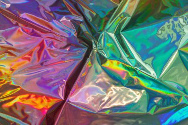 Moda holografik arka plan. Yanardöner folyo dokusu. Metalik arka plan