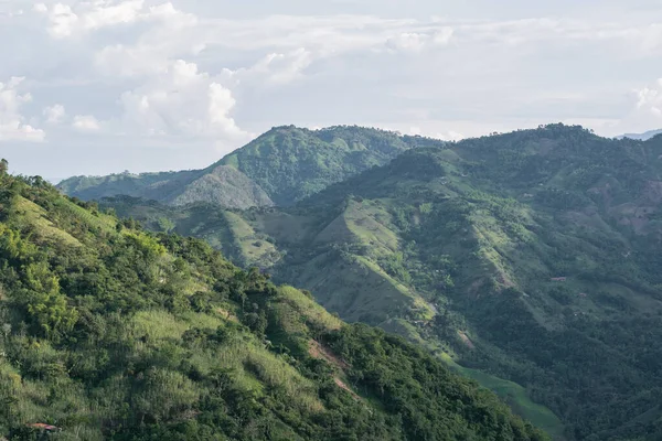 stock image beautiful colombian mountain scenery, located in a rural area of the municipality of Quinchia-Risaralda, Colombia. majestic green south american mountains. farms on top of the hills.