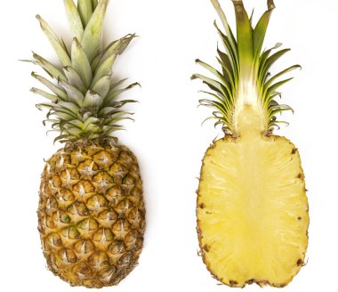 Ananas arkaplanı. Ananas parçalarının üst görünümü