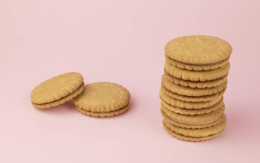 Çilekli kurabiyeler. Sandviç bisküvileri.