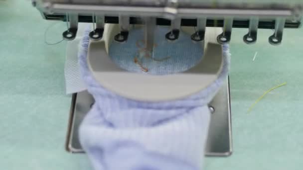 Broder Motif Sur Une Chaussette Couture Automatique Chaussettes Usine Vêtements — Video