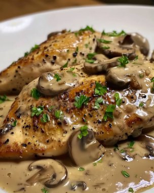 Soslu tavuk göğsü biftek.