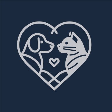 Kalbin içindeki kedi ve köpeğin minimalist tasarımı, sevgiyi ve evcil hayvanlar arasındaki ilişkiyi sembolize ediyor..