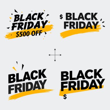 a black friday sign with a yellow arrow pointing to the right. clipart