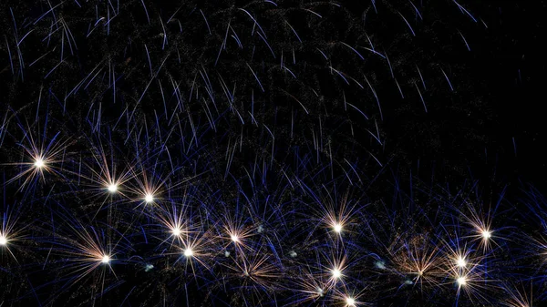 Bright Fireworks Background Map Blue Color Beautiful Bright Fireworks Black — Stock Photo, Image