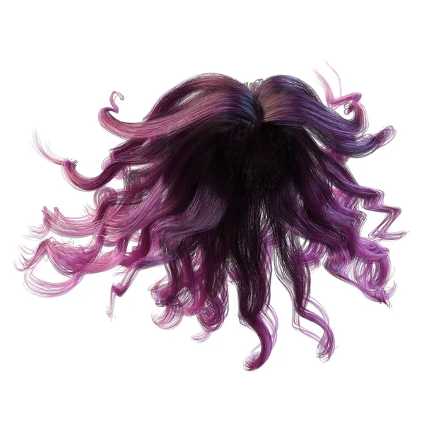 Рожеве Довге Хвилясте Волосся Ізольованому Білому Тлі Ілюстрація Рендеринг — стокове фото
