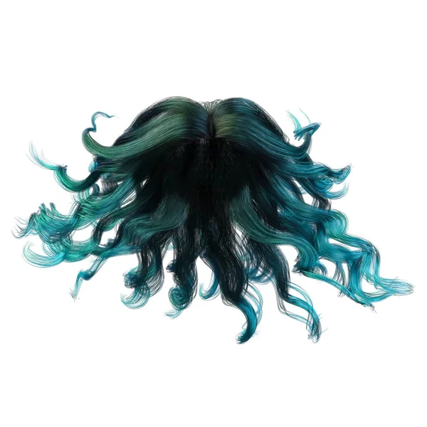 Turquoise Windblown Long Wavy Hair Isolated White Background Illustration Rendering Royalty Free Stock Photos