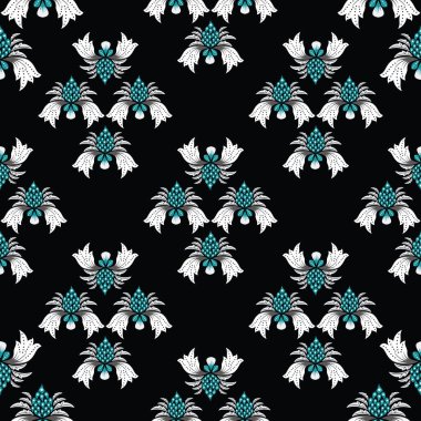 Kusursuz Desen Çiçek Vektör İllüstrasyonu, Geleneksel Batik Motifi