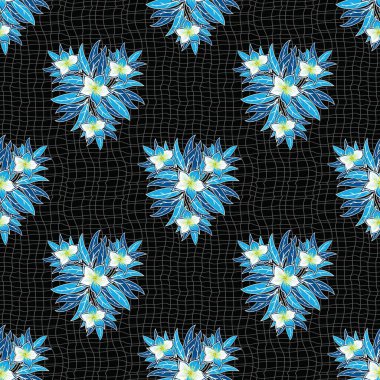 Çiçekli vektör illüstrasyonlu kusursuz desen, Endonezya Geleneksel Batik motifi