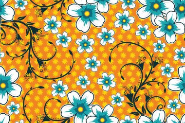 Çiçekli vektör illüstrasyonlu kusursuz desen, Endonezya Geleneksel Batik motifi