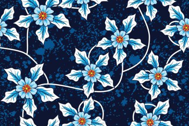 Kusursuz Desen Çiçek Vektörü İllüstrasyonu, Çiçek Batik Motifi