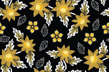 Kusursuz Desen Çiçek Vektörü İllüstrasyonu, Çiçek Batik Motifi