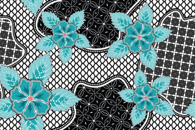 Kusursuz Desen Çiçek Vektörü İllüstrasyonu, Çiçek Batik Motifi