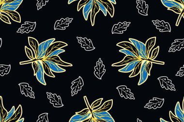 Kusursuz Desen Çiçek Vektörü İllüstrasyonu, Yaprak Batik Motifi