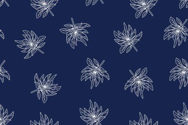 Kusursuz Desen Çiçek Vektörü İllüstrasyonu, Yaprak Batik Motifi