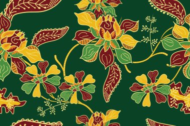 Kusursuz Desen Çiçek Vektörü İllüstrasyonu, Çiçek Batik Motifi