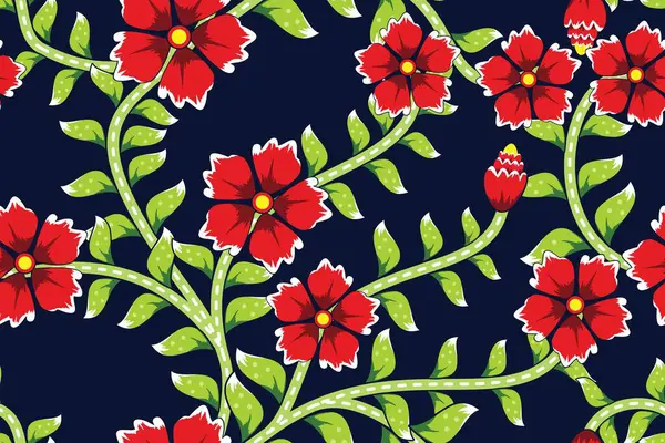 Çiçekli vektör illüstrasyonlu kusursuz desen, Tropikal Batik