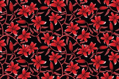 Çiçekli vektör illüstrasyonlu kusursuz desen, Endonezya batik motifi