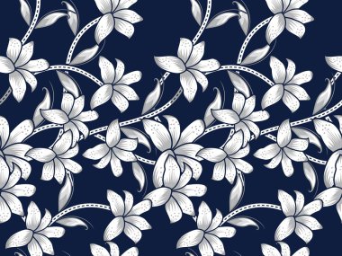 Çiçekli vektör illüstrasyonlu kusursuz desen, Endonezya batik motifi