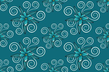 Çiçekli vektör illüstrasyonlu kusursuz desen, Endonezya batik motifi