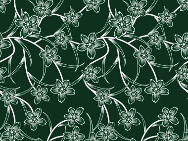 Çiçekli vektör illüstrasyonlu kusursuz desen, modern batik motifi