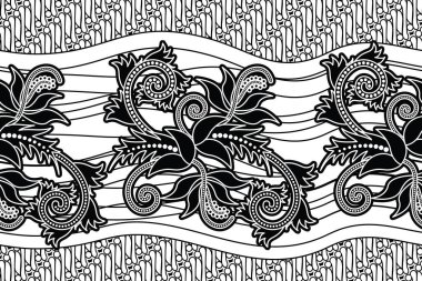 Yaprak vektörü illüstrasyonu ile kusursuz desen, basit batik motif