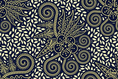 Çiçekli vektör illüstrasyonlu kusursuz desen, Tropikal batik motif