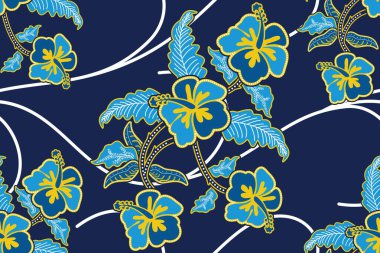 Çiçekli vektör illüstrasyonlu kusursuz desen, fantezi batik motif