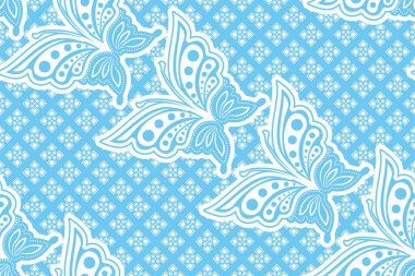 Kelebek resimli kusursuz desen, Endonezya batik motif vektörü.