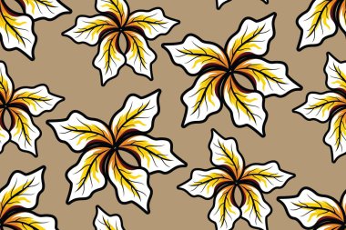 Çiçekli vektör illüstrasyonlu kusursuz desen, Tropikal batik motif