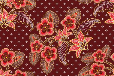 Çiçekli vektör illüstrasyonlu kusursuz desen, Tropikal batik motif