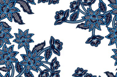 Çiçekli vektör illüstrasyonlu kusursuz desen, fantezi batik motif
