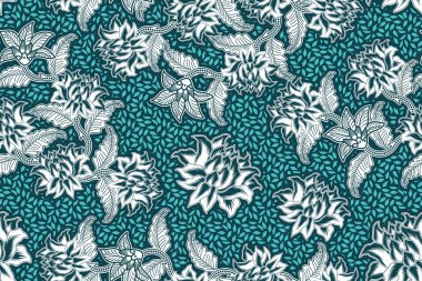 Çiçekli vektör illüstrasyonlu kusursuz desen, fantezi batik motif