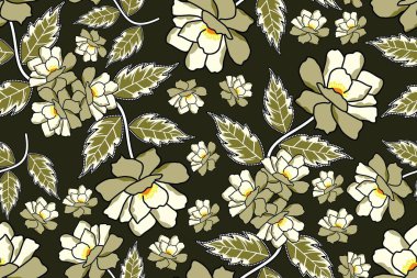 Çiçekli vektör illüstrasyonlu kusursuz desen, Endonezya batik motifi