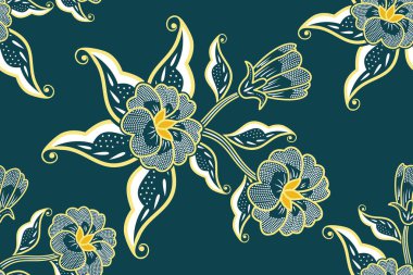 Çiçekli vektör illüstrasyonlu kusursuz desen, Endonezya batik motifi