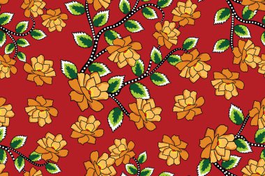 Çiçekli vektör illüstrasyonlu kusursuz desen, Tropikal batik motif