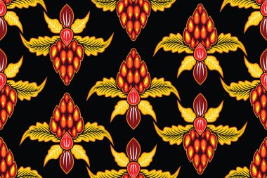 Çiçekli vektör illüstrasyonlu kusursuz desen, Tropikal batik motif