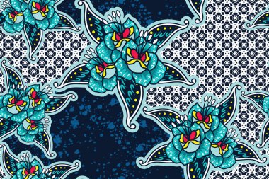 Çiçek arkaplanı - Tropikal batik motifli pürüzsüz desen