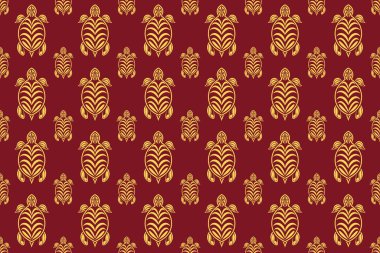Kusursuz Desenli Kaplumbağa Batik Vektörü