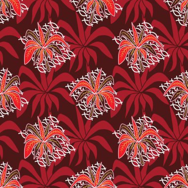 Çiçek Arkaplanı - Kusursuz Desen Vektörü, Çiçek Batik Motifi