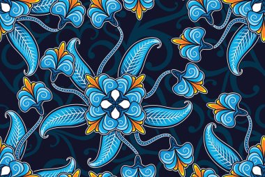 Çiçek Arkaplanı - Kusursuz Desen Vektörü, Çiçek Batik Motifi