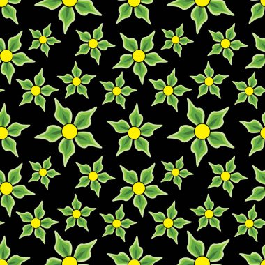 Yaprak vektörü illüstrasyonu ile kusursuz desen, basit batik motif