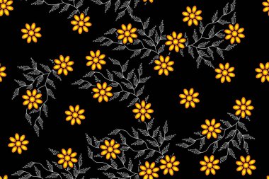 Çiçekli vektör illüstrasyonlu kusursuz desen, Tropikal batik motif