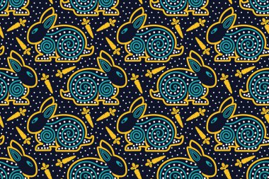 Eşsiz soyut geometrik vektör ile Tavşan Düz desen