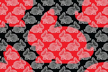 Eşsiz soyut geometrik vektör ile Tavşan Düz desen