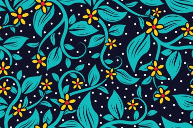 Soyut Çiçek - Tropik çiçekli kusursuz desen, Endonezya Batik Motifi