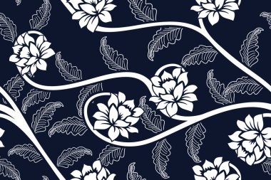 Soyut Çiçek - Tropik çiçekli kusursuz desen, Endonezya Batik Motifi