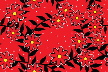 Çiçek arkaplanı - Tropik çiçek vektörlü pürüzsüz desen - Çiçek Batik Motifi