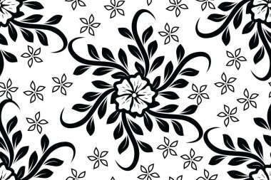 Çiçek arkaplanı - Tropik çiçek vektörlü pürüzsüz desen - Çiçek Batik Motifi